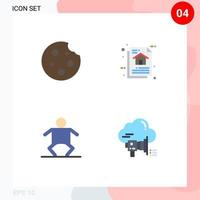 User Interface Pack of 4 Basic Flat Icons of breakfast program algorithm drink data human Editable Vector Design Elements