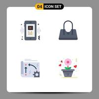 4 Universal Flat Icons Set for Web and Mobile Applications phone automation player fashion technology Editable Vector Design Elements