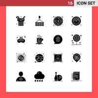 Universal Icon Symbols Group of 16 Modern Solid Glyphs of carnival cinema timer timer deadline Editable Vector Design Elements