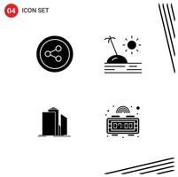 Universal Icon Symbols Group of 4 Modern Solid Glyphs of share business island skyscraper real estate Editable Vector Design Elements