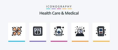 salud cuidado y médico línea lleno 5 5 icono paquete incluso diente. dental. bol. tubos química. creativo íconos diseño vector