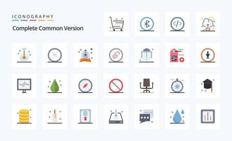 25 Complete Common Version Flat color icon pack vector