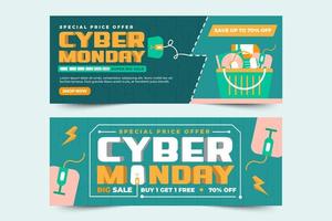 Cyber Monday cover banner design template is easy to customize vector