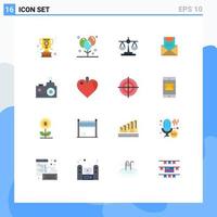 Universal Icon Symbols Group of 16 Modern Flat Colors of envelope e party communication scale Editable Pack of Creative Vector Design Elements