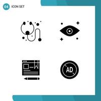 Universal Solid Glyphs Set for Web and Mobile Applications cure education eye browser blocker Editable Vector Design Elements