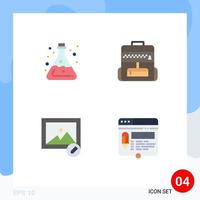 Pack of 4 Modern Flat Icons Signs and Symbols for Web Print Media such as chemistry image acid education edit Editable Vector Design Elements