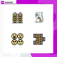 Pictogram Set of 4 Simple Filledline Flat Colors of agriculture marketing field analytics report Editable Vector Design Elements