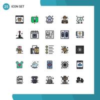 Filled line Flat Color Pack of 25 Universal Symbols of plumber mechanic talk man inbox Editable Vector Design Elements