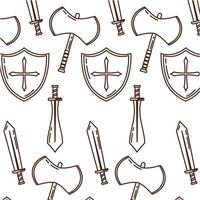 pattern background with medieval weapons icon Vector illustration