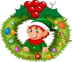 corona de navidad elfo en estilo de dibujos animados vector