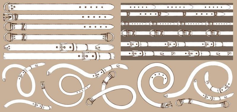 D Ring And Belt Buckle Flat Sketch Vector Illustration Set