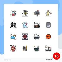 Modern Set of 16 Flat Color Filled Lines Pictograph of binocular false mail extrinsic aspiration Editable Creative Vector Design Elements