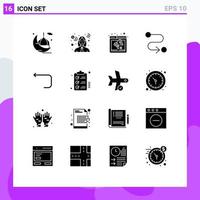 Pictogram Set of 16 Simple Solid Glyphs of route destination money webpage sound Editable Vector Design Elements