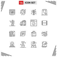 User Interface Pack of 16 Basic Outlines of package commerce day buy money Editable Vector Design Elements