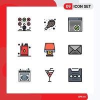 Pictogram Set of 9 Simple Filledline Flat Colors of dvd oil browser gallon bottle Editable Vector Design Elements