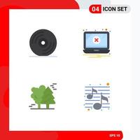 Set of 4 Vector Flat Icons on Grid for disc canada error warning scandinavia Editable Vector Design Elements