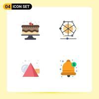 Set of 4 Vector Flat Icons on Grid for birthday arts party language cubes Editable Vector Design Elements