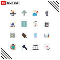 Pack of 16 creative Flat Colors of hierarchy hierarchical network man camping communication Editable Pack of Creative Vector Design Elements