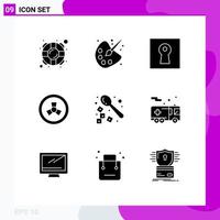 Set of 9 Modern UI Icons Symbols Signs for drink barista key zombie mutation Editable Vector Design Elements