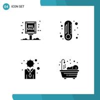 User Interface Pack of 4 Basic Solid Glyphs of board modern sale advertisement thermometer home Editable Vector Design Elements