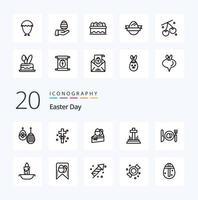 20 Easter Line icon Pack like egg easter cake cross celebration vector