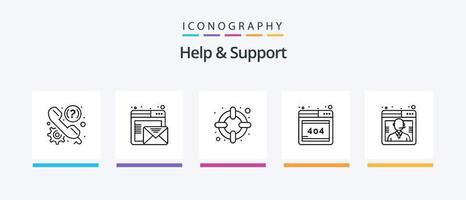 Help And Support Line 5 Icon Pack Including hours. faq. comment. customer. sheet. Creative Icons Design vector