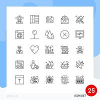 Set of 25 Modern UI Icons Symbols Signs for magnifying business calendar education email Editable Vector Design Elements