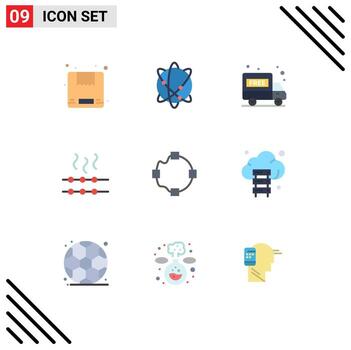 Pictogram Set of 9 Simple Flat Colors of server shape delivery van points marshmallow Editable Vector Design Elements