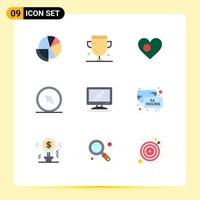 Flat Color Pack of 9 Universal Symbols of mouse click medal flag bangladesh Editable Vector Design Elements