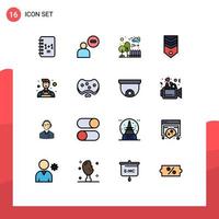 Universal Icon Symbols Group of 16 Modern Flat Color Filled Lines of decorator stripes building rank badge Editable Creative Vector Design Elements