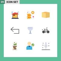 User Interface Pack of 9 Basic Flat Colors of beer glass box reply back Editable Vector Design Elements