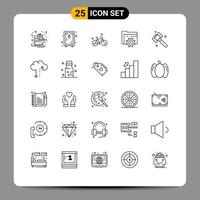 Pictogram Set of 25 Simple Lines of construction gear garden setting spring Editable Vector Design Elements