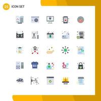 25 Thematic Vector Flat Colors and Editable Symbols of phone heart terminal ecg security Editable Vector Design Elements