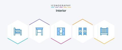 interior 25 azul icono paquete incluso niño. armario. mueble. oficina dibujar. mueble vector