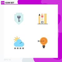 4 Thematic Vector Flat Icons and Editable Symbols of access forecast security scale sun Editable Vector Design Elements