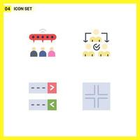 Modern Set of 4 Flat Icons Pictograph of group password team delegating arrows Editable Vector Design Elements