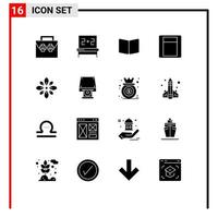 16 User Interface Solid Glyph Pack of modern Signs and Symbols of decorate toggle open switch cover Editable Vector Design Elements