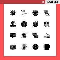 User Interface Pack of 16 Basic Solid Glyphs of placeholder marketing file finance food Editable Vector Design Elements