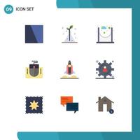 User Interface Pack of 9 Basic Flat Colors of startup bussiness parks unicorn startup mouse interface Editable Vector Design Elements