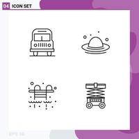 4 Line concept for Websites Mobile and Apps transport swimming pool cap spring forklift Editable Vector Design Elements