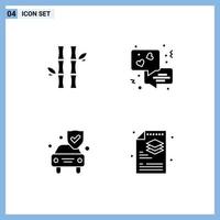 Universal Icon Symbols Group of Modern Solid Glyphs of bamboo insurance leaves communication shield Editable Vector Design Elements