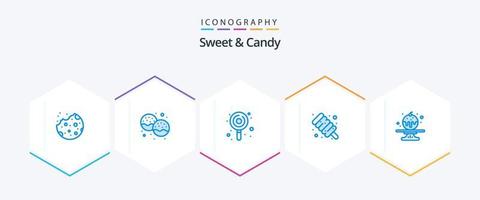 Sweet And Candy 25 Blue icon pack including candy. sweet. food. marshmallow. sweets vector