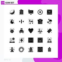 25 sólido glifo concepto para sitios web móvil y aplicaciones comunicación ui computadora cancelado servidor editable vector diseño elementos