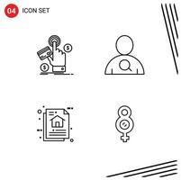 Set of 4 Commercial Filledline Flat Colors pack for ppc data payment search document Editable Vector Design Elements