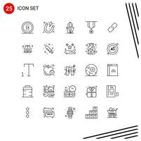 25 usuario interfaz línea paquete de moderno señales y símbolos de estrella insignias flora decoración Rosa editable vector diseño elementos