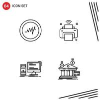 Stock Vector Icon Pack of 4 Line Signs and Symbols for heart gaming internet wifi personal Editable Vector Design Elements