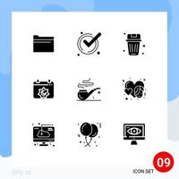 Set of 9 Modern UI Icons Symbols Signs for pipe islamic basket feast trash Editable Vector Design Elements