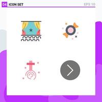 Pack of 4 Modern Flat Icons Signs and Symbols for Web Print Media such as cinema christian performance candy easter Editable Vector Design Elements