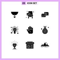 Stock Vector Icon Pack of 9 Line Signs and Symbols for award stop chat check search Editable Vector Design Elements
