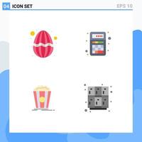 Universal Icon Symbols Group of 4 Modern Flat Icons of easter popcorn decoration apps movie Editable Vector Design Elements